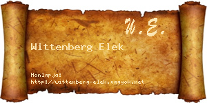 Wittenberg Elek névjegykártya